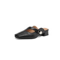 Square toe casual slippers with low heel in artificial PU material available in three colours