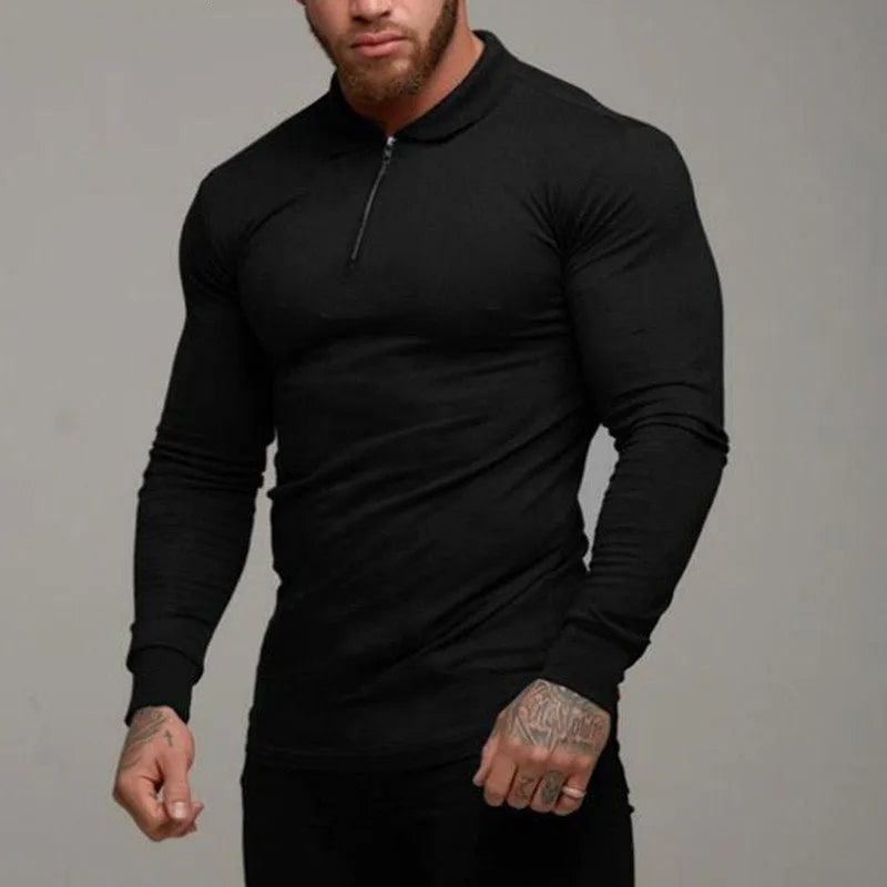 Men's long sleeve slim fit polo shirt with splash ink design in wine red, Lycra fabric