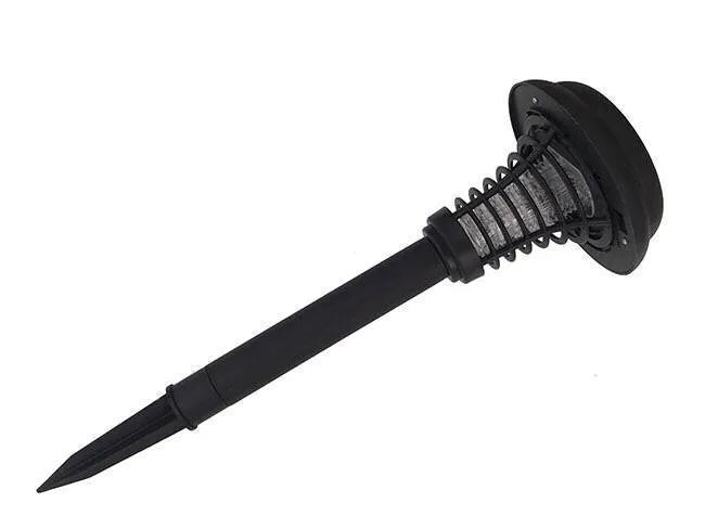 Black solar insect killing mosquito lawn lamp with UV purple light and white LED illumination