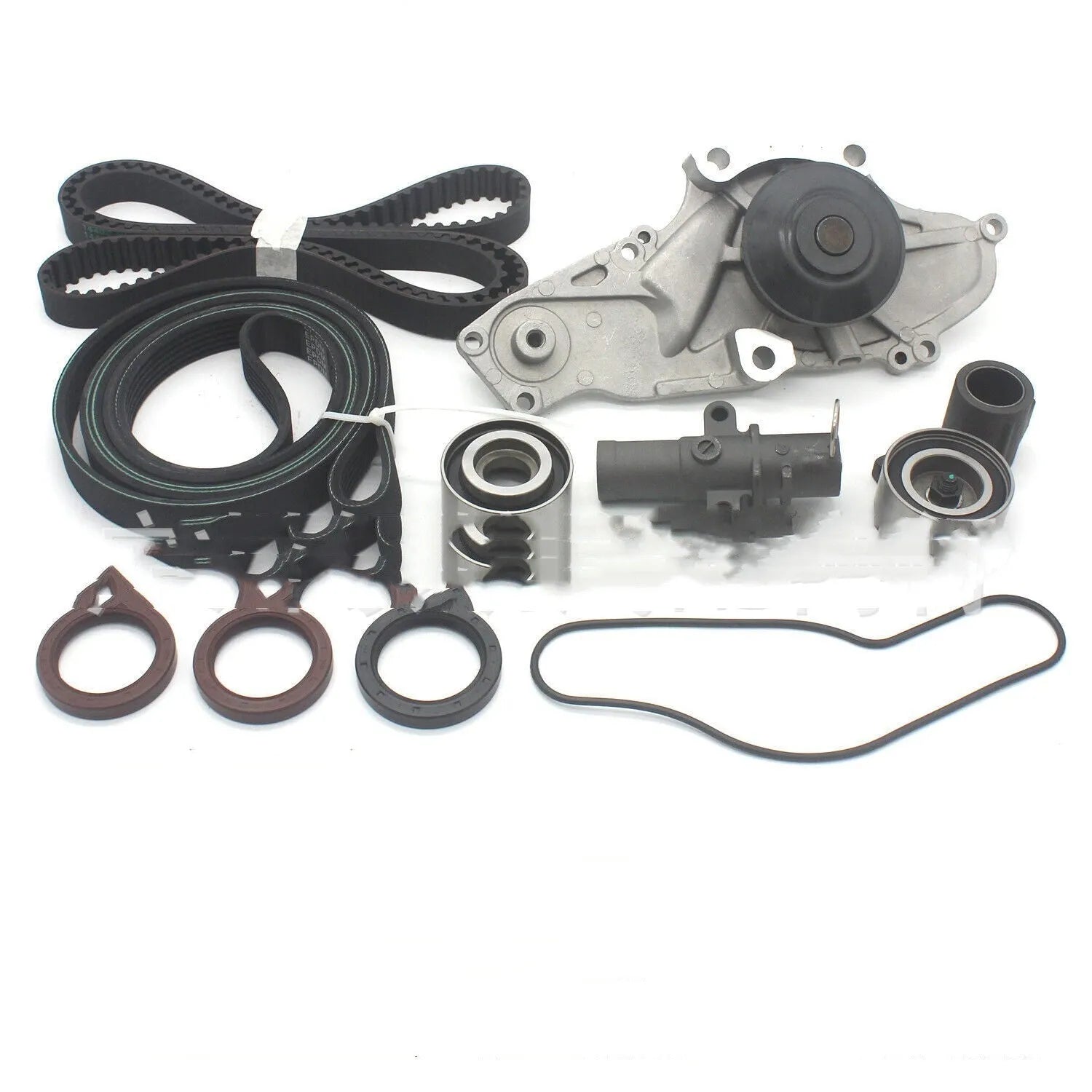 Metal automotive belt and water pump assembly kit for engine cooling system repair