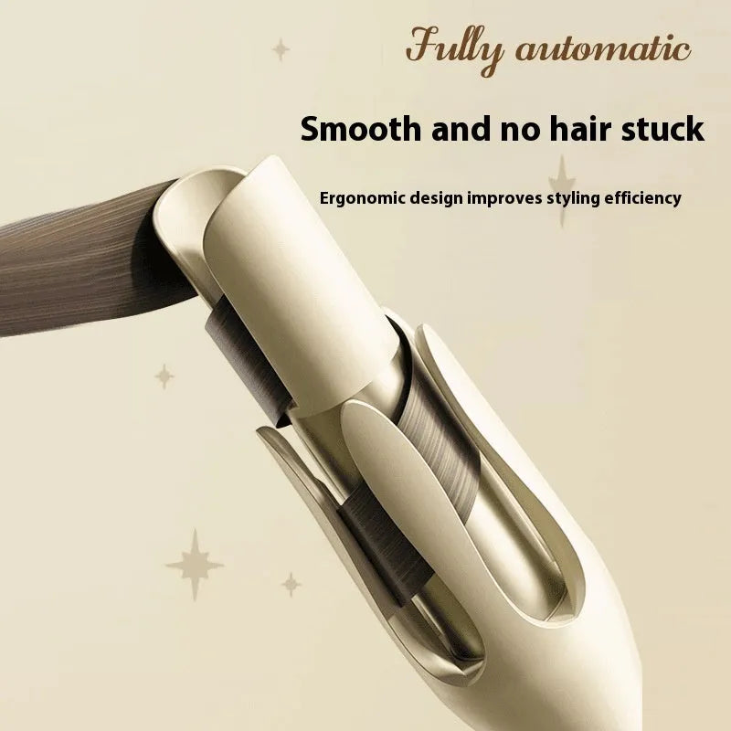White automatic hair curler with 32mm barrel and AC power plug