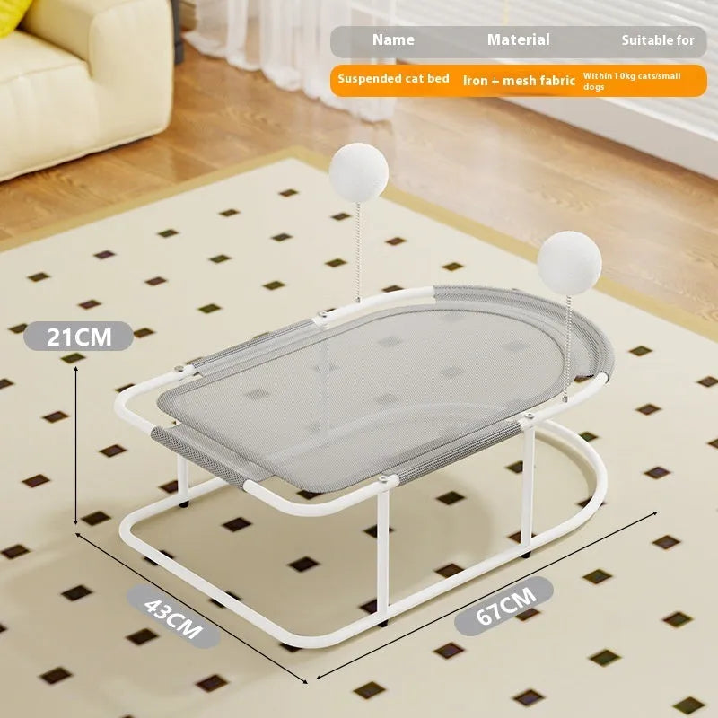 Large grey fabric cat kennel bed with breathable design for pet comfort