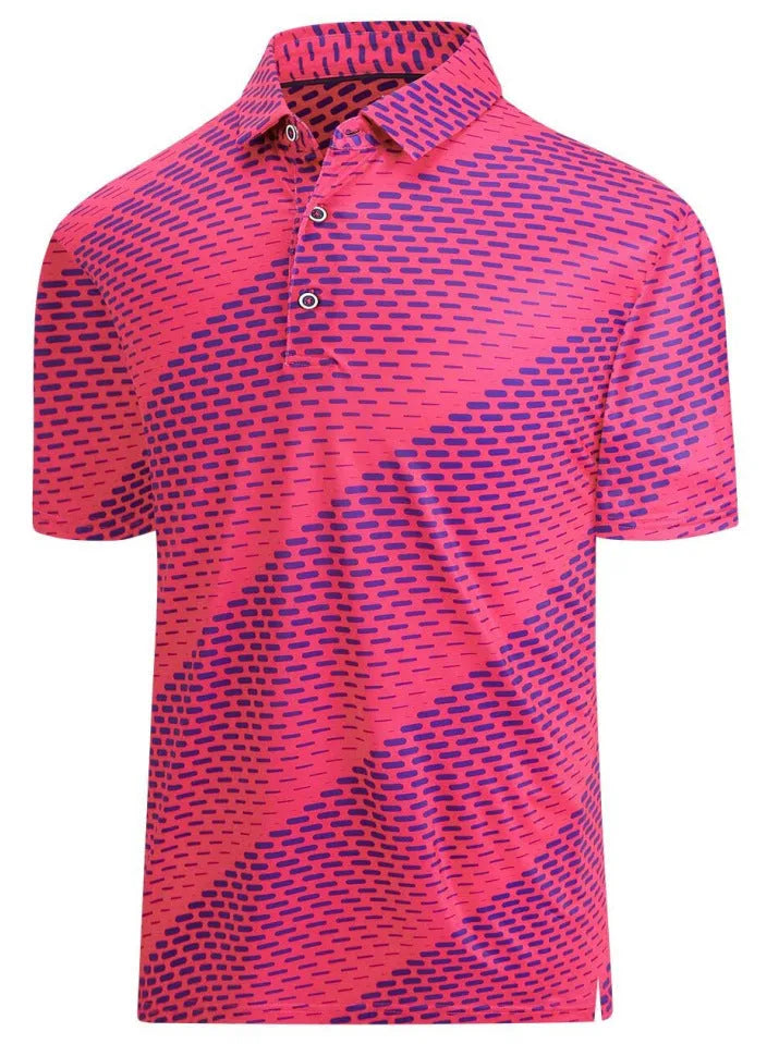 Men's Japanese retro style short sleeve top with 3D printed pattern and zipper decorations