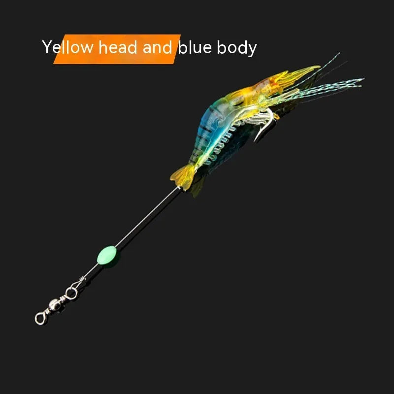 Luer soft fishing lure with hook in six colour options including luminous patterns