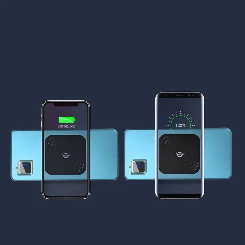 Alloy-cased portable power bank with LCD display, shown in black, silver, red, and blue colours.