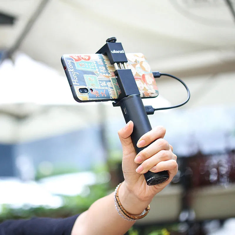 Black aluminium alloy power bank with carrying handle showing 6800mAh capacity and compact 12.5cm design