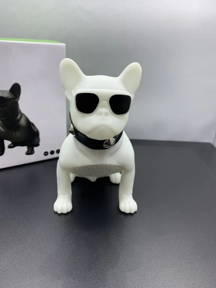 Mini bulldog-shaped Bluetooth speaker in black colour showing full body design