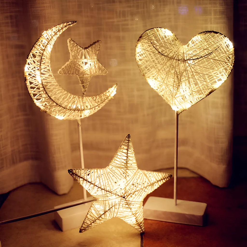 Rattan constructed LED decorative light in star shape with battery operation for room lighting