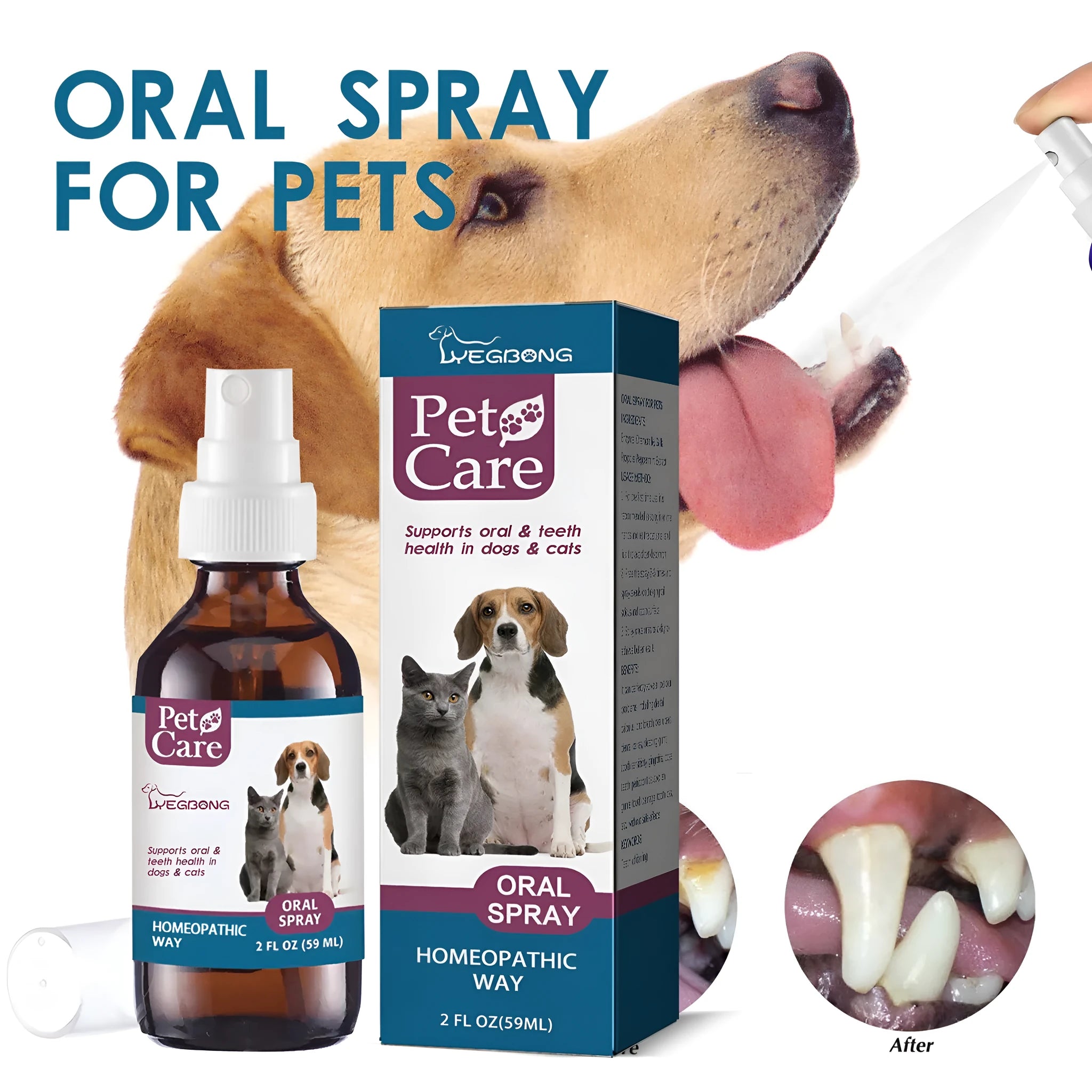Pet oral spray 59ml for tartar removal and bad breath with enzyme and mint extract