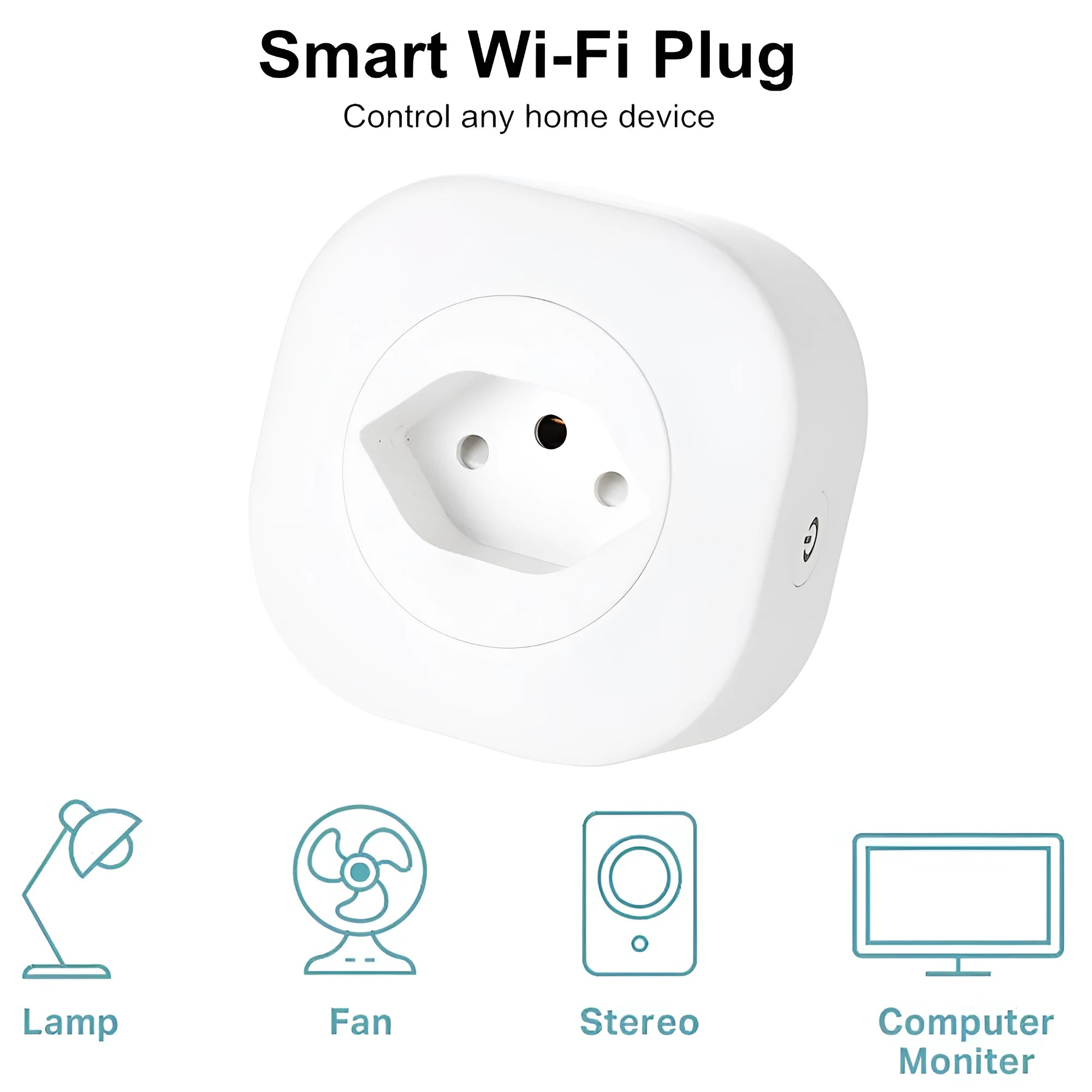 Smart socket plug with WiFi voice control showing EU, US, and Swiss style options