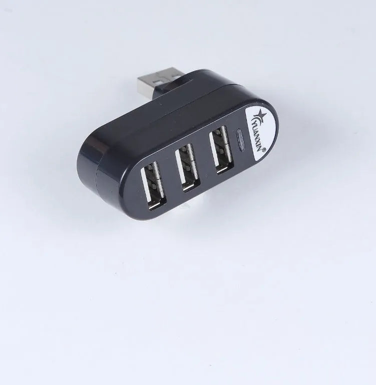 USB hub splitter with rotating spin colour design showing black and white colour options for multi-port expansion