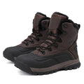 Men's black fleece-lined high-top boots with flat heel and lace-up front.