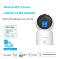 Zhou Shi white wireless indoor security camera with a large screen on the front and a screw-fixed mounting bracket.