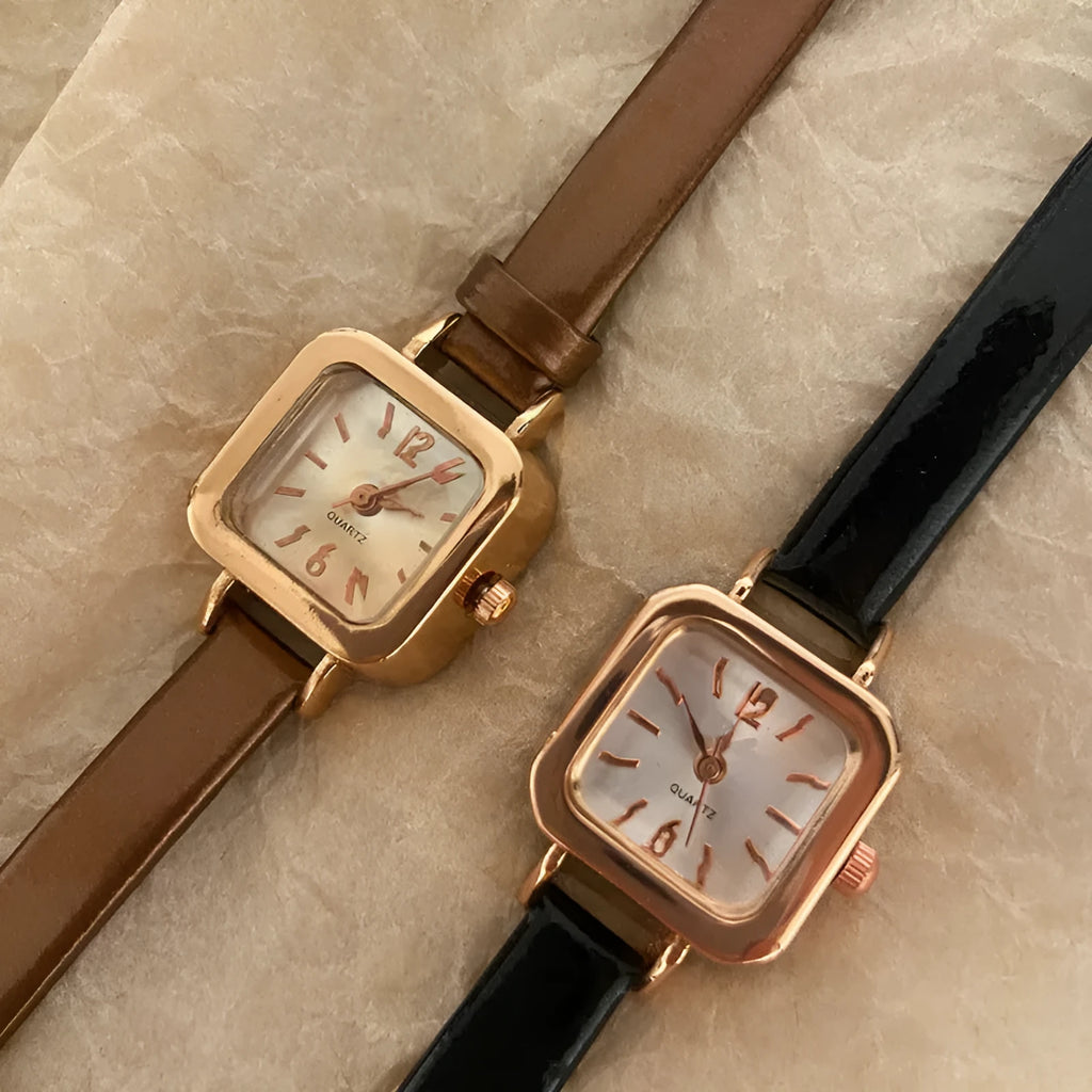 Women's retro art dial fashion watch with alloy case in black, white, pink or brown colours