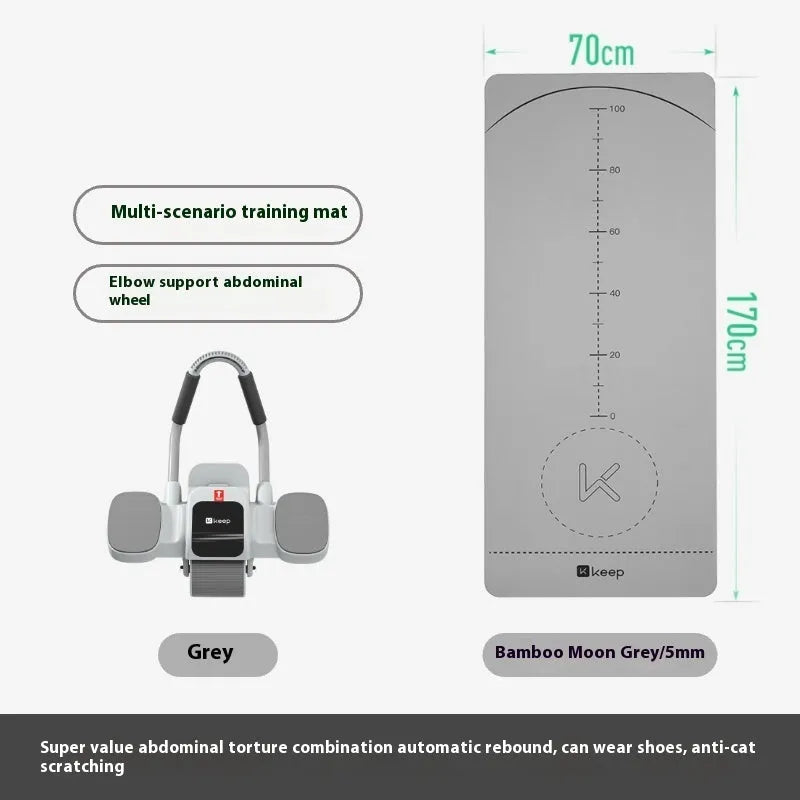 Two-wheel abdominal wheel with elbow support on a home fitness mat