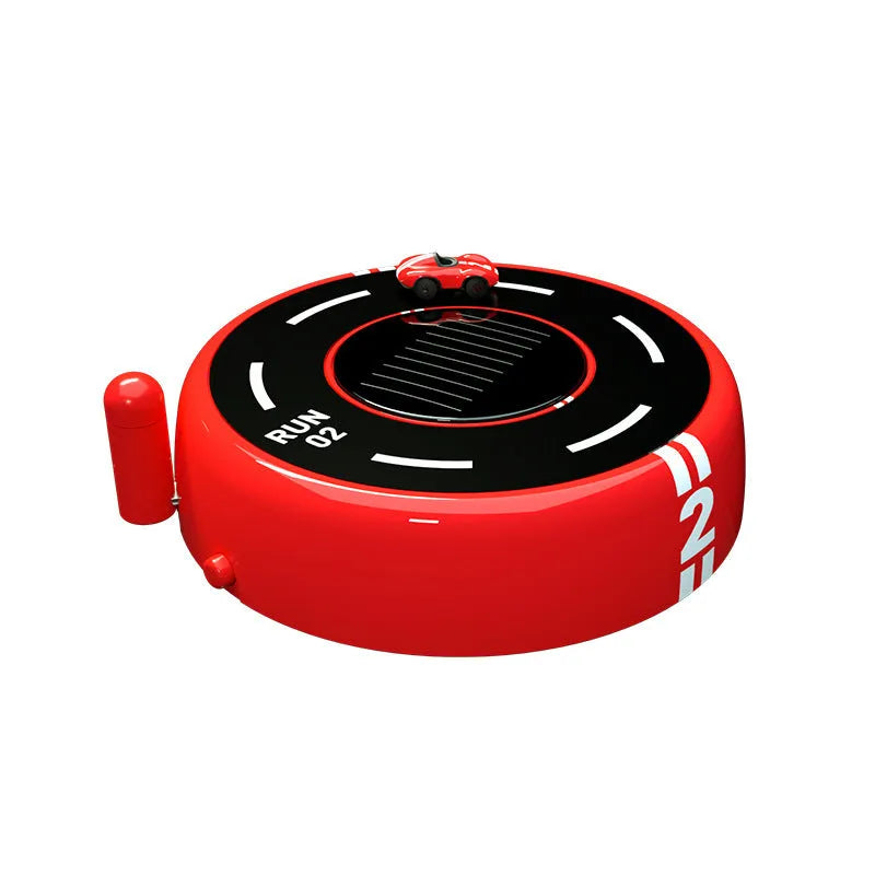 Solar-powered round car air freshener decorative device in black, red or white colour