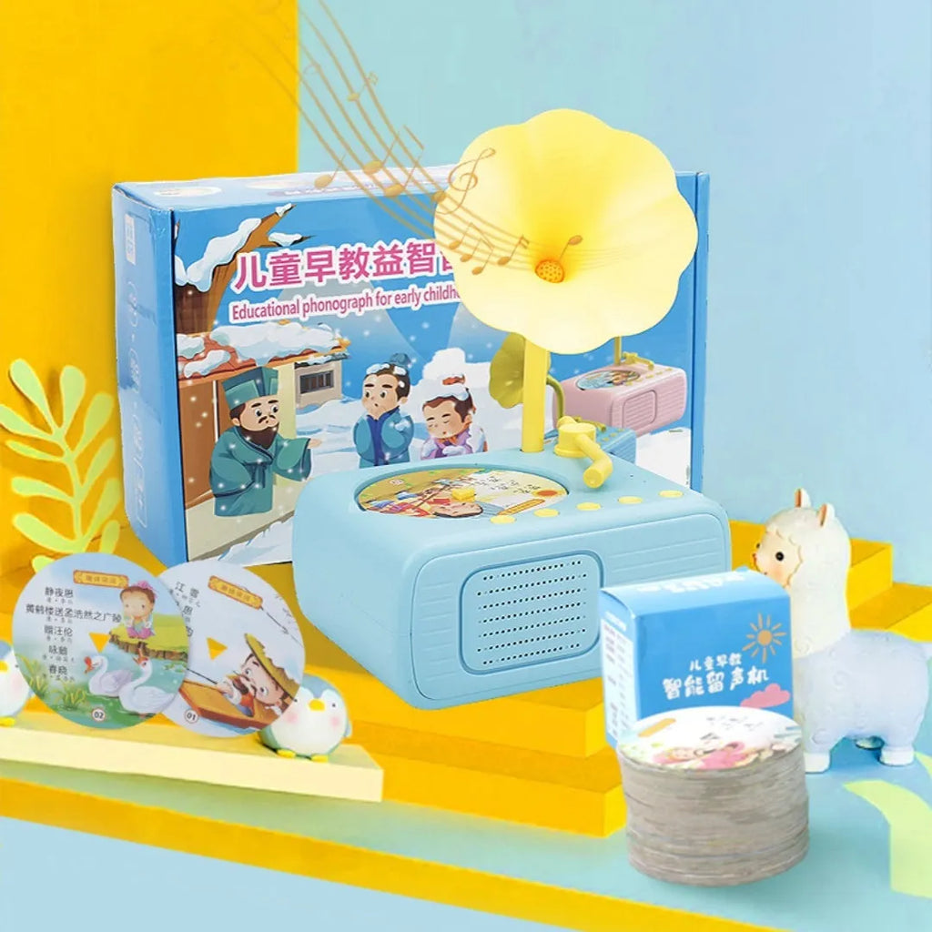 Children's early education storytelling machine in blue with TYPE-C charging port