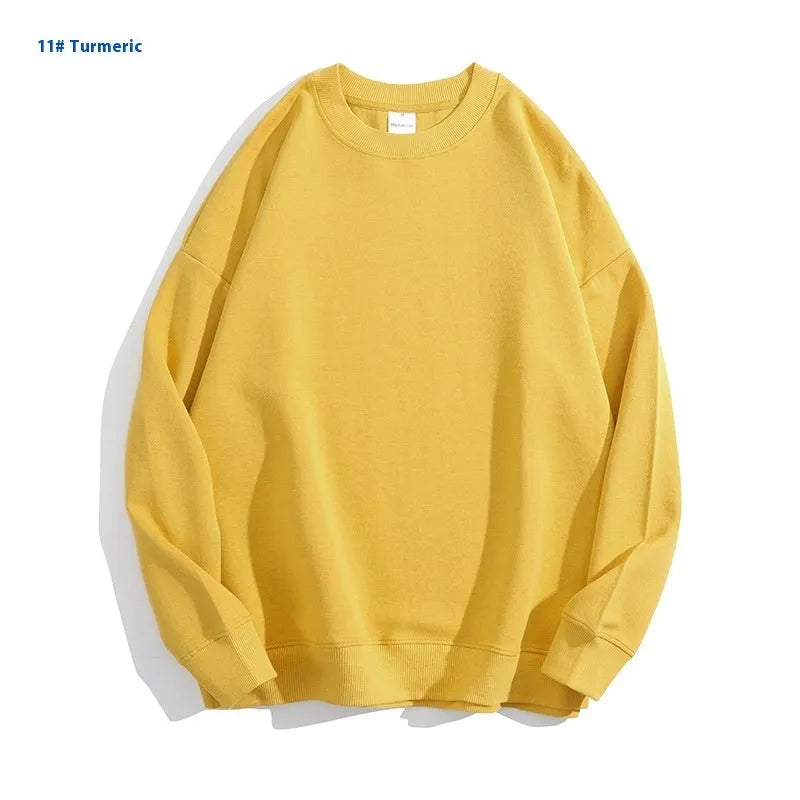 Cotton off shoulder loose pullover sweater in a solid colour with round neck and long sleeves.