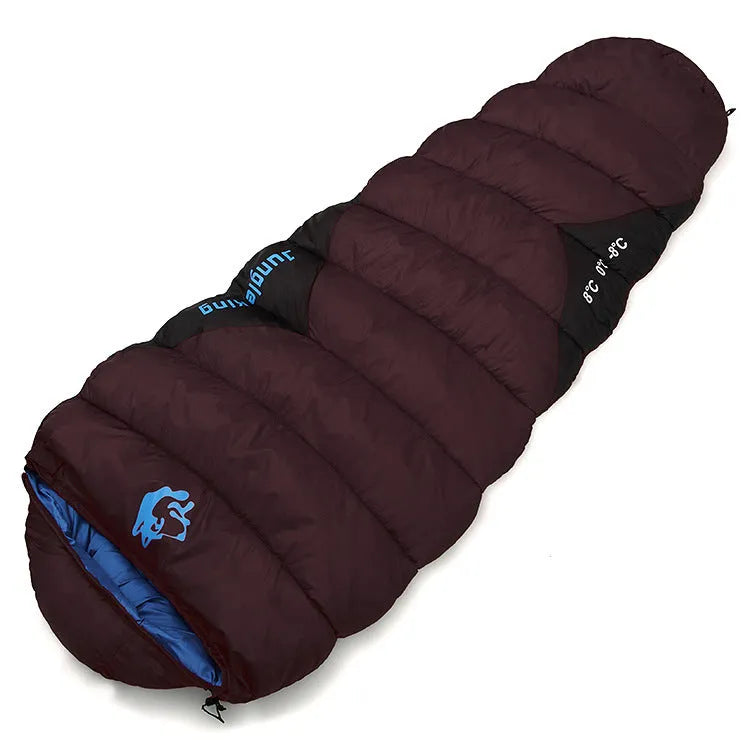 Outdoor cotton sleeping bag with compression storage bag in brown colour option