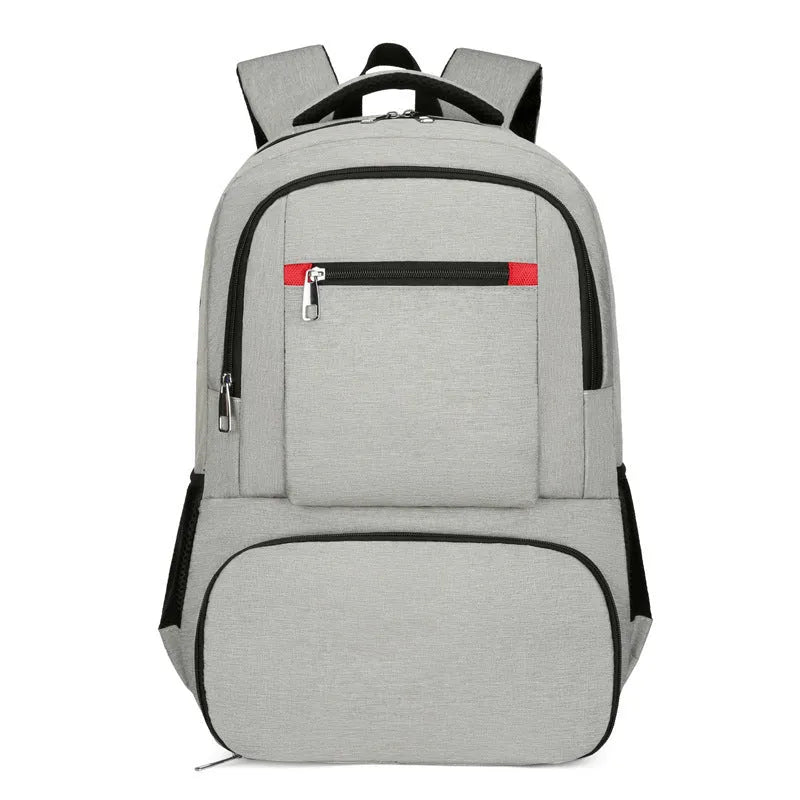 Light grey Oxford cloth insulated backpack with curved shoulder straps and dry-wet separation compartment