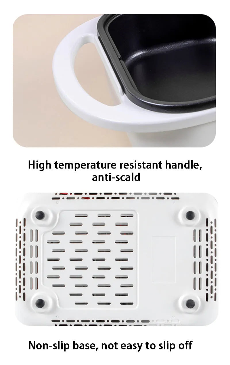 White or green dual-use electric frying oven caldron appliance with mechanical controls
