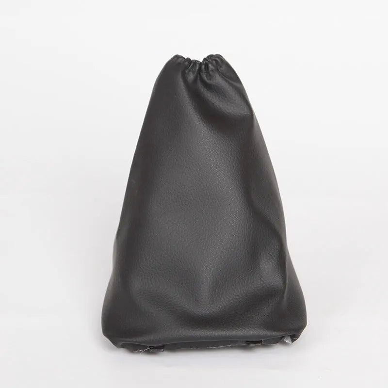 Black leather car shift lever dust cover showing 15.2cm dimensions for Corolla gear selector protection