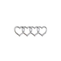 Heart-shaped body sticker with four-ring tail design in electroplated silver colour on a car bumper
