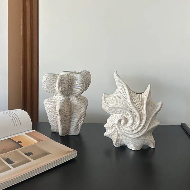 French art ceramic vase with coloured glaze in a European retro style.