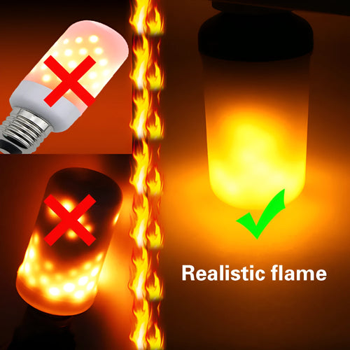 Atmosphere decorative LED lamp emitting a warm white flickering flame-like light.