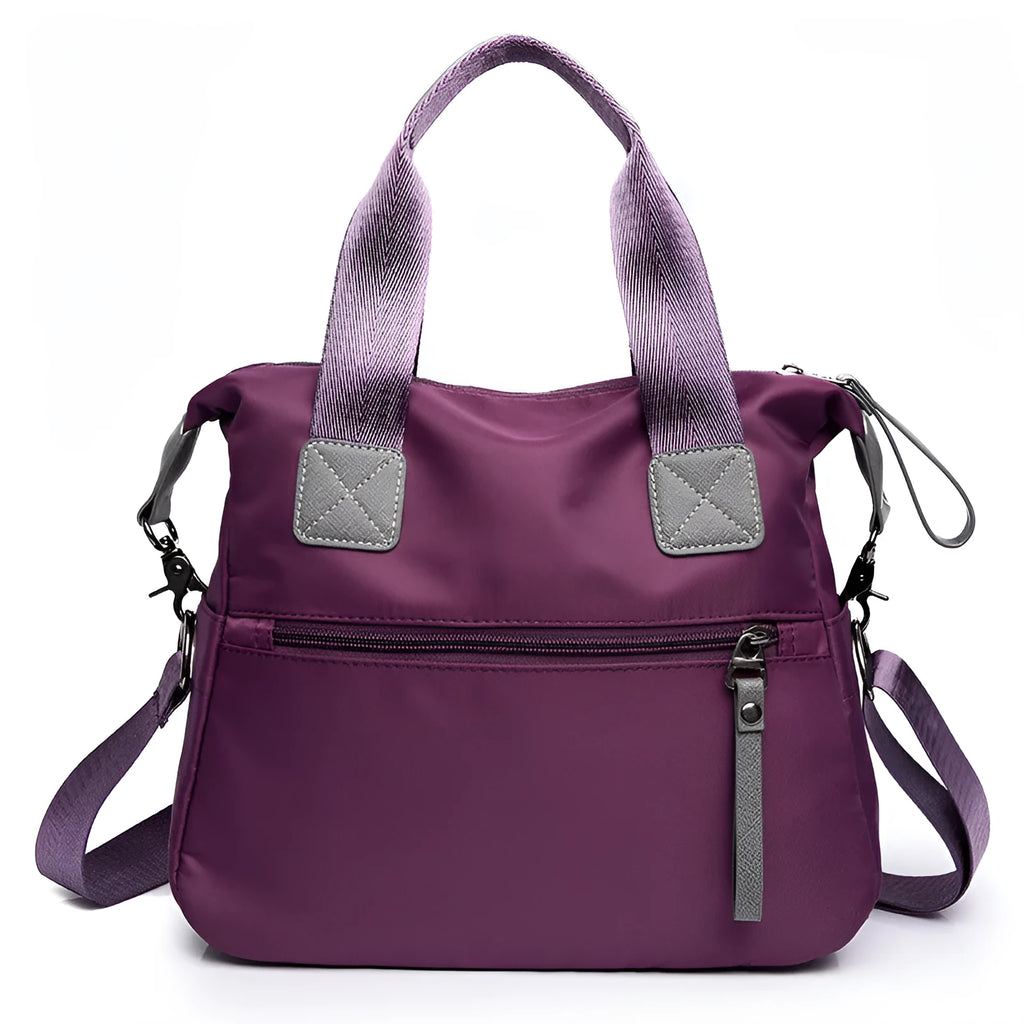 Ladies handbag shoulder bag Oxford fabric three-way carry multiple pockets Black size M
