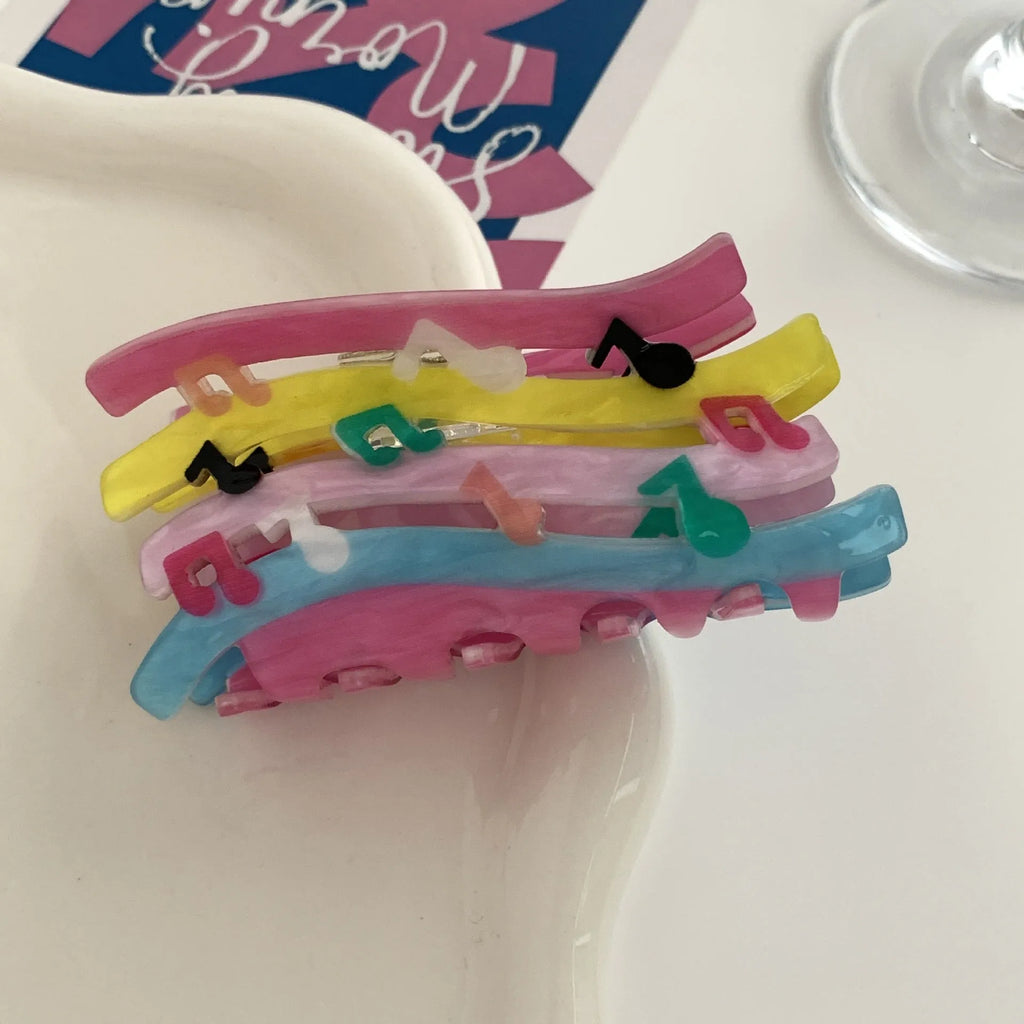 Acrylic candy color wave mixed color notes hair grip for women fashion OL style