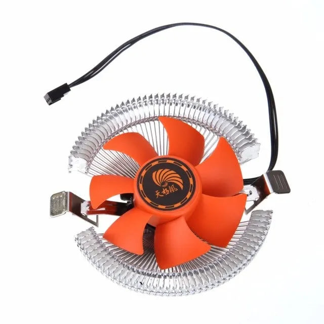 Orange PC CPU cooler cooling-fan with square design, 10.3 cm diameter, for Intel and AMD sockets