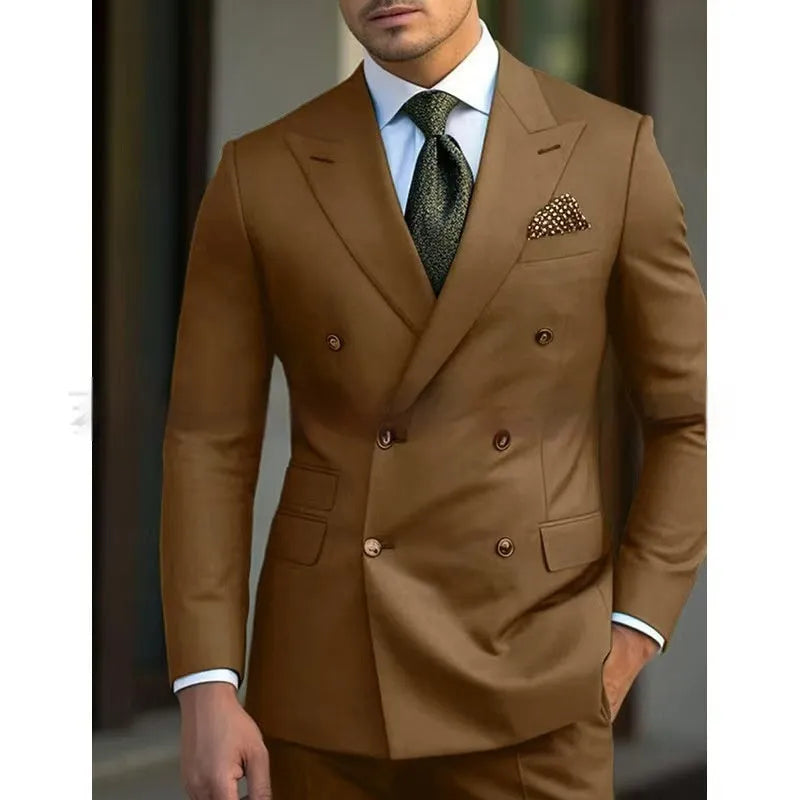 Men's cotton blend suit set in regular fit available in multiple colours and sizes for business and leisure wear