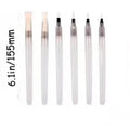Cartoon wood pulp painting sponge set with heart, round, and square shapes next to six fountain pens