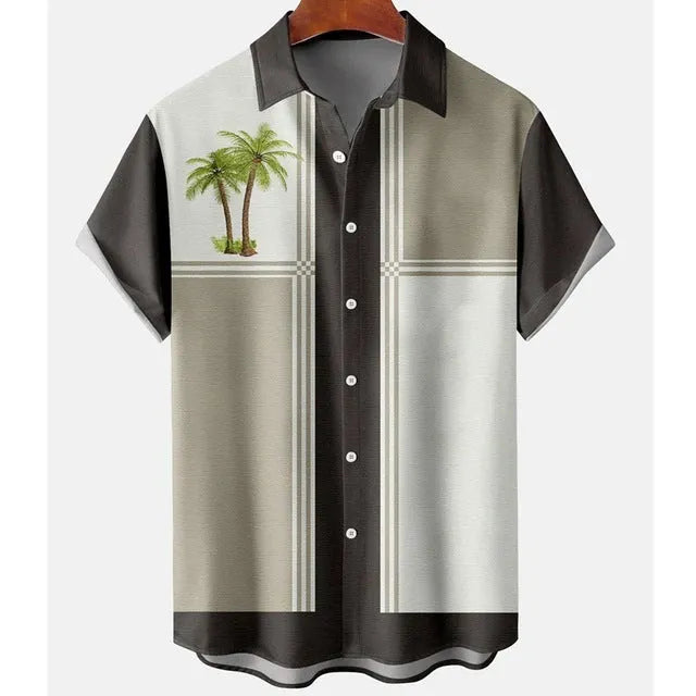 Men's slim fit short sleeve shirt with 3D printed floral pattern in various colours