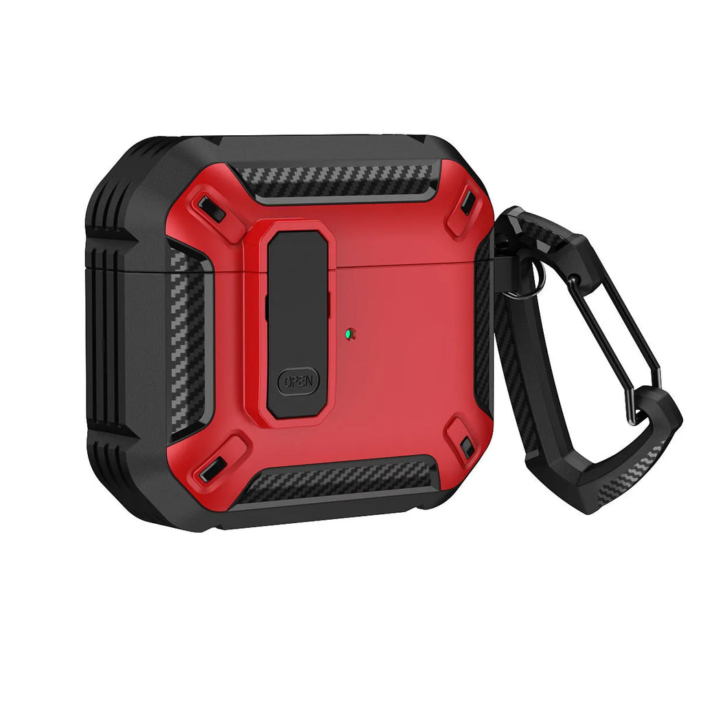 Protective plastic shell for Apple AirPods charging case showing two-tone colour options