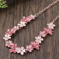 Zinc alloy flower stitching colourful oil necklace and earring set for women with cross chain style