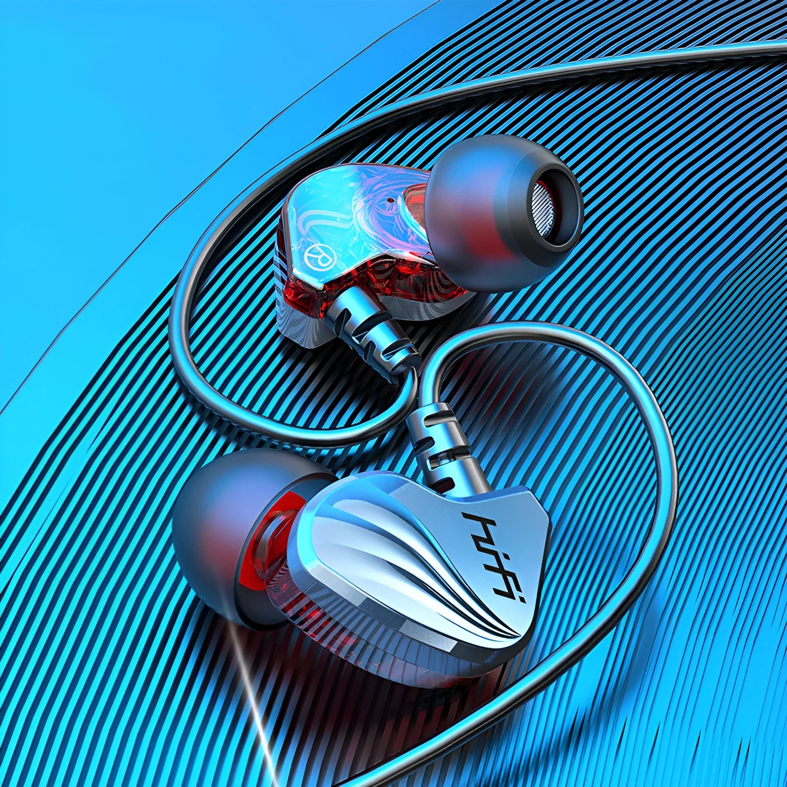 In-ear wired headphones with heavy bass, 9mm driver, 1.2m cable, in silver with 3.5mm straight plug