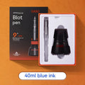 Automatic suction ink pen set with 40ml bottle, choice of 0.38mm or 0.5mm tips, and carry bag.