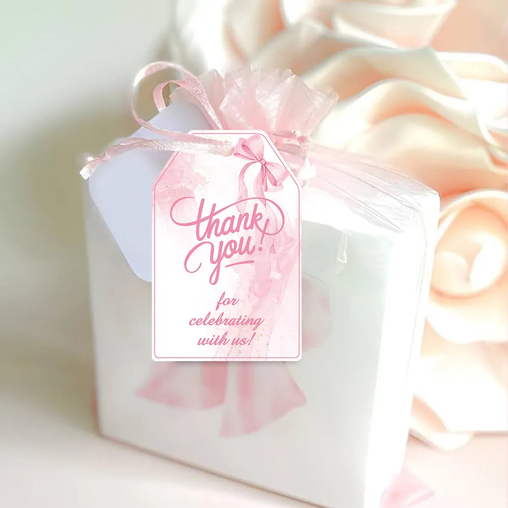 60 paper birthday gift tags with hemp rope ties in three bowknot styles