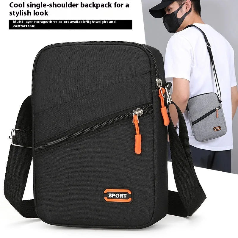 Oxford cloth crossbody commuter bag in black, navy blue or silver grey with urban simplicity styling