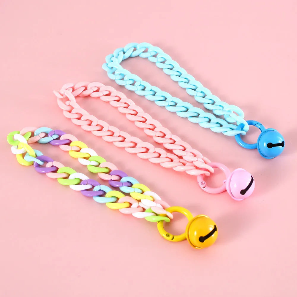 Macaron candy colour plastic pet collar for cats dogs rabbits on a white background