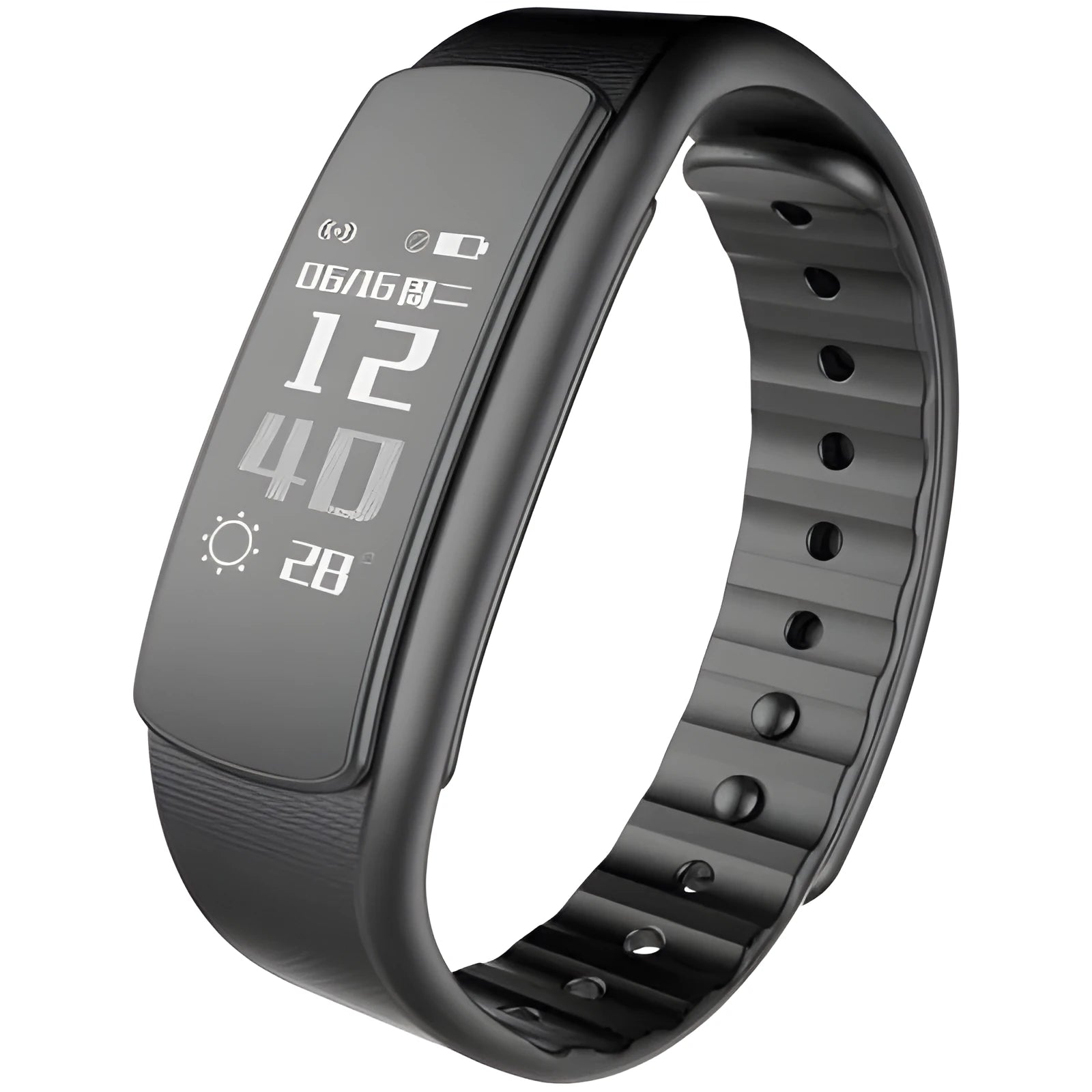 I6 smart sports bracelet with 0.96-inch screen showing fitness metrics on display