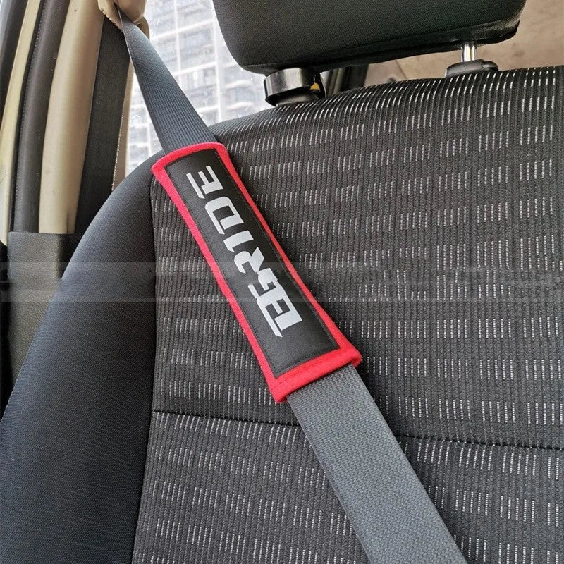 Car shoulder strap protection pads in cotton sponge material showing three colour options