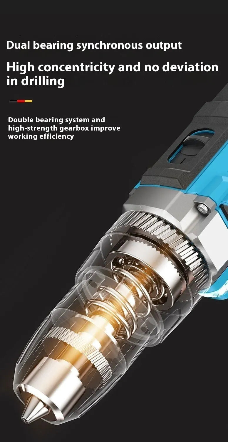 12V impact pistol drill electric screwdriver set in plastic case with dual-speed control