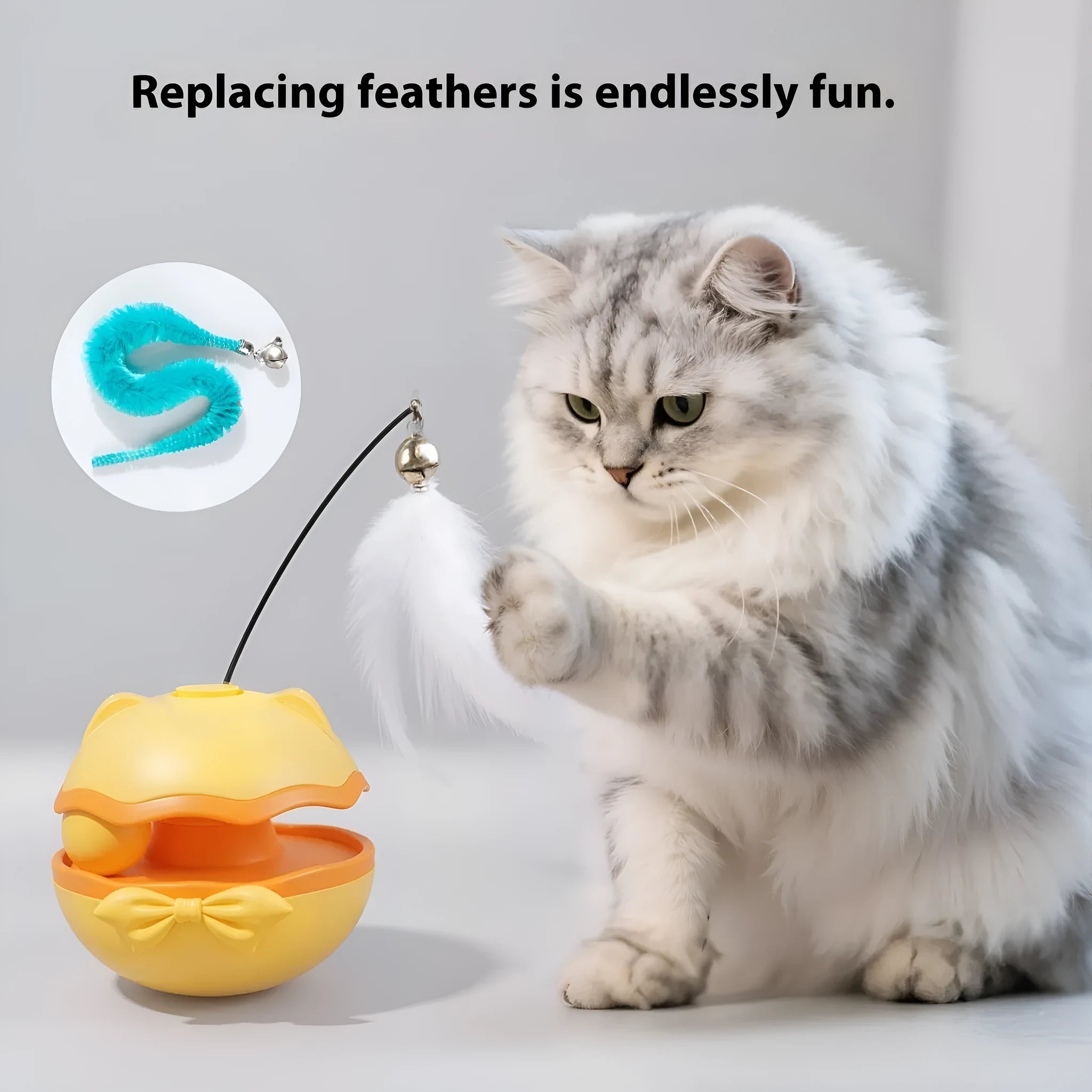 Electric cat toy tumbler with USB charging port and LED lights for automatic feline play