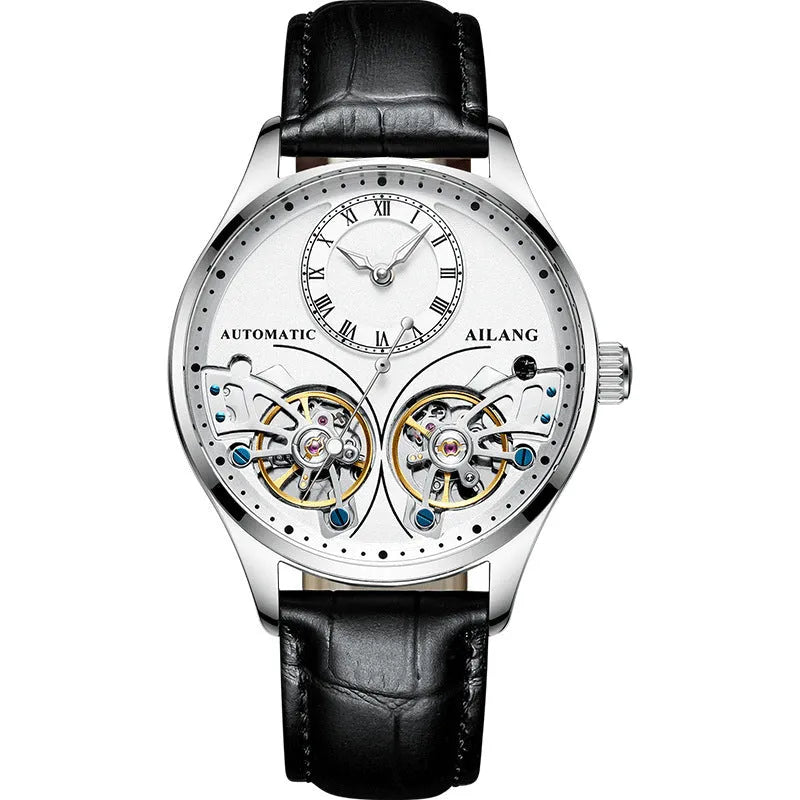 Automatic men's watch with tourbillon and moon phase complications in titanium case