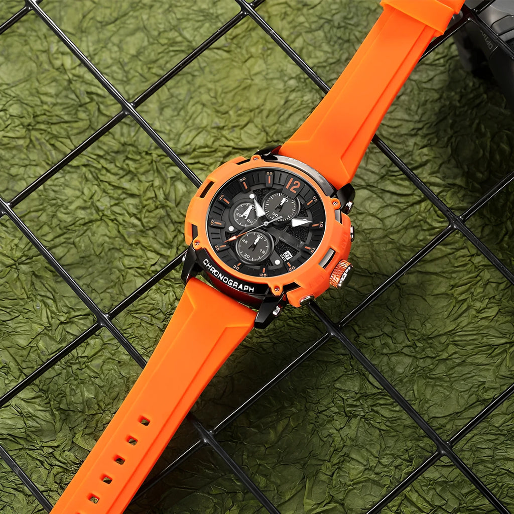 Men's waterproof watch with luminous dial, calendar display and 51mm case in multiple colour options