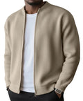 Men's casual sweater-style jacket in solid colour, made from polyester fabric, shown in a front view
