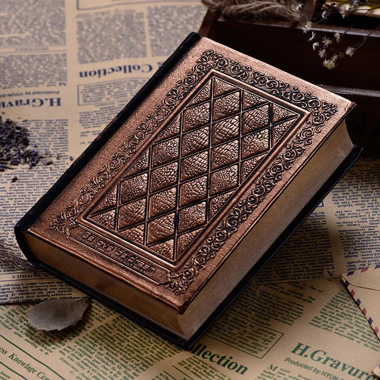 Embossed faux leather notepad with 3D relief design in bronze colour option